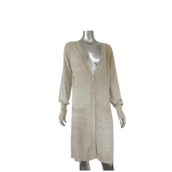 Diane Von Furstenberg DVF Longline Cardigan Jacket Sweater Metallic Size L - Picture 3 of 12